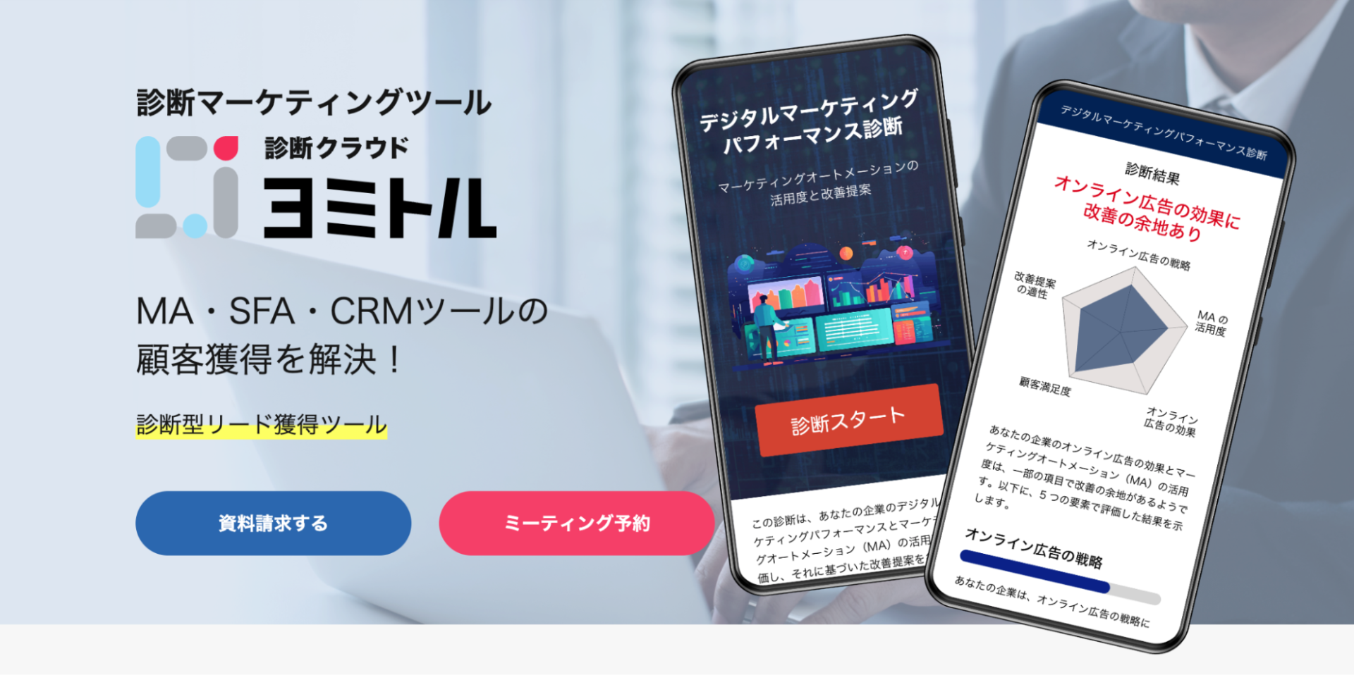 MA・SFA・CRMツールの顧客獲得を解決！診断マーケティングツール　ヨミトル